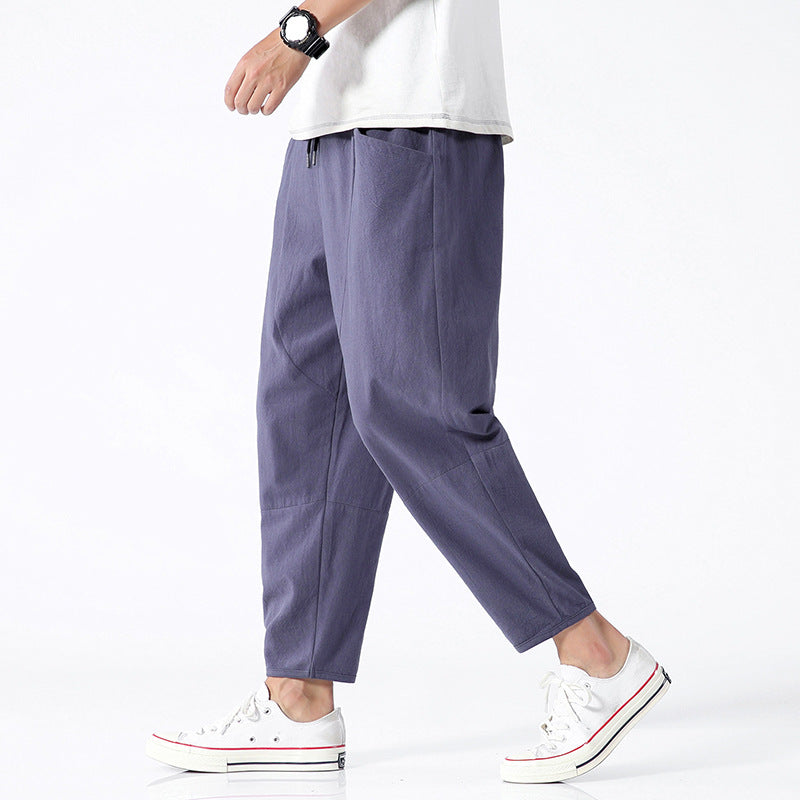 Loose Cotton Linen Cropped Harem Pants Casual