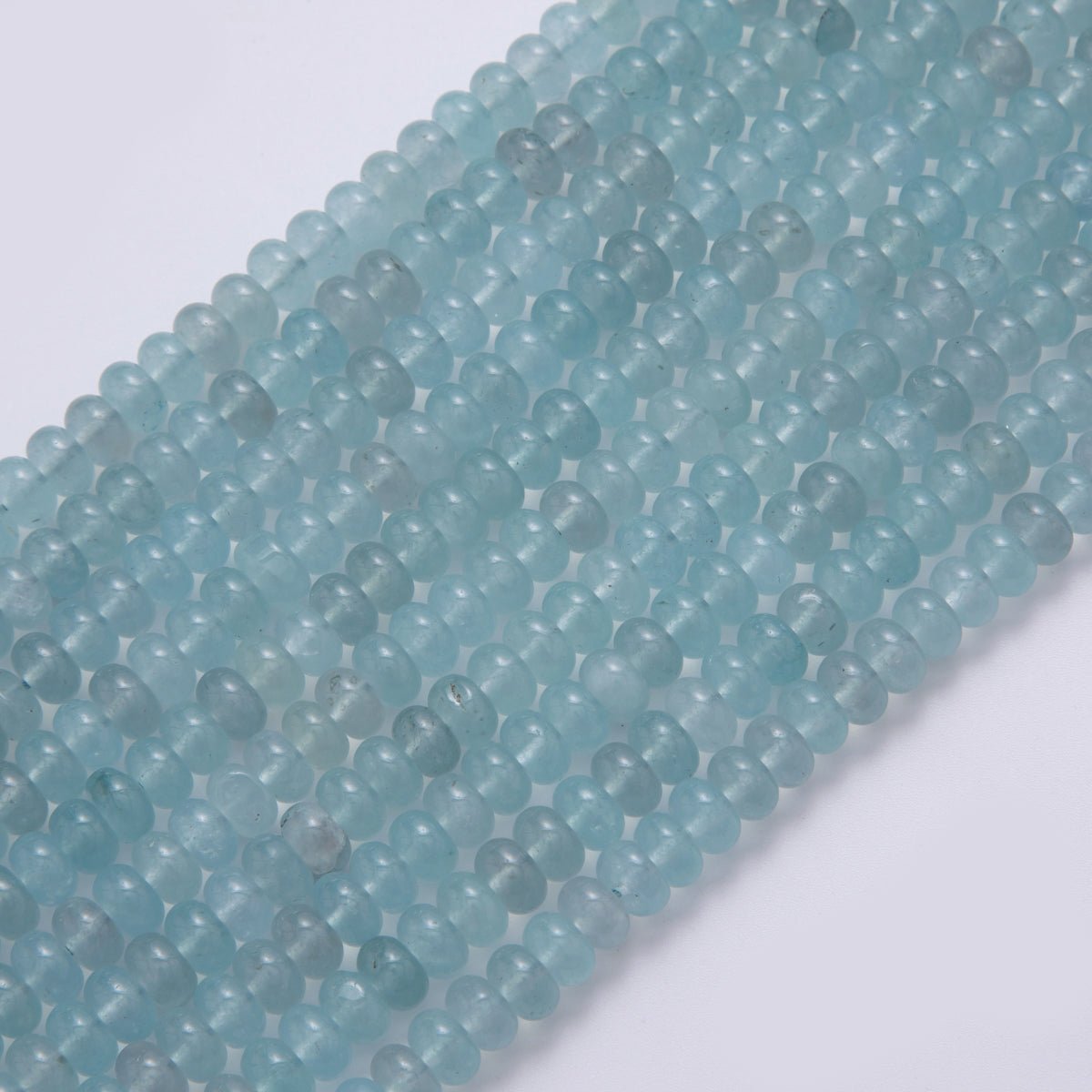 8mm Blue Aquamarine Rondelle Natural Gemstone Bead Strand Finding | WA-904
