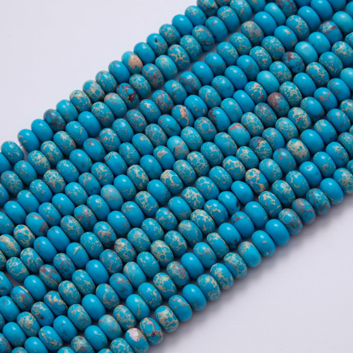 8mm Blue Teal Chrysocolla Rondelle Natural Gemstone Bead Strand Finding | WA-402