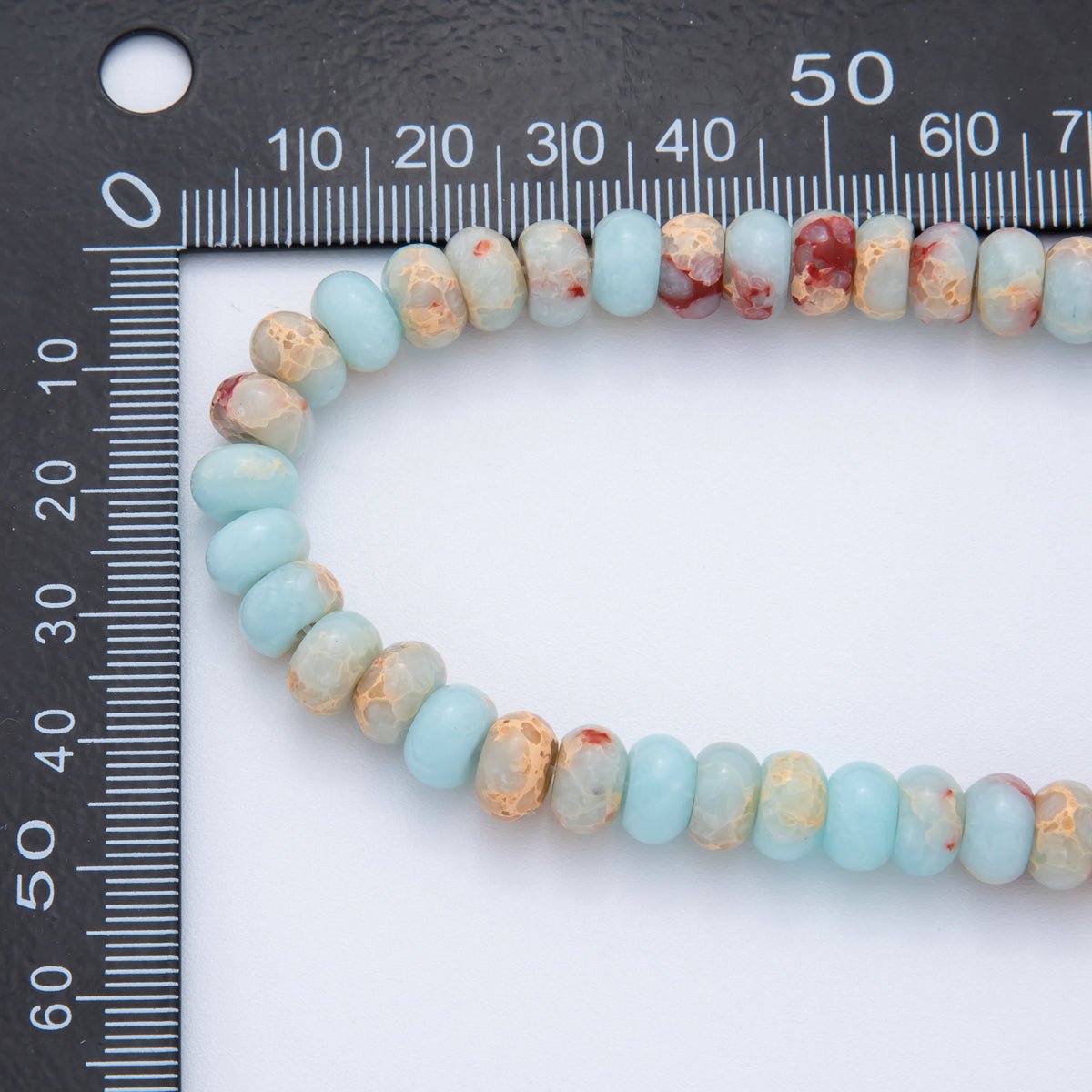 8mm Blue Imperial Jasper 8mm Blue Imperial Jasper Rondelle Natural Gemstone Bead Strand Finding | WA-3281 | WA-3281