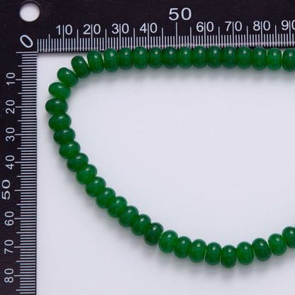 8mm Dark Green Nephrite Rondelle Natural Gemstone Bead Strand Finding | WA-032