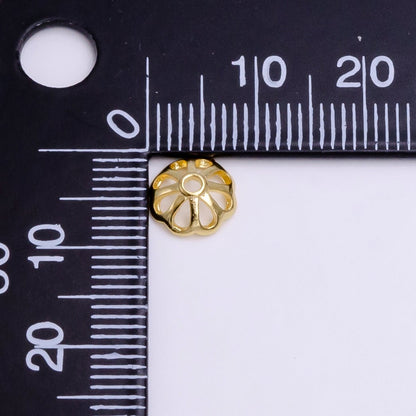 8mm Gold Filled Flower Bead Cap, Dainty Floral Bead Toppers, Bead Making Supply Z-920
