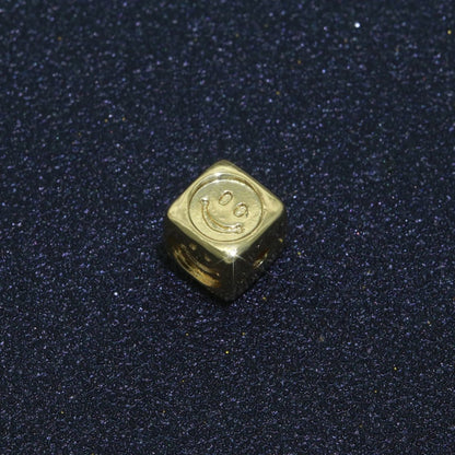 8mm Gold Filled Square Spacer Beads, Gold Happy Face Spacer Beads, Gold Smiley Face Beads for Bracelet Necklace Component B-616