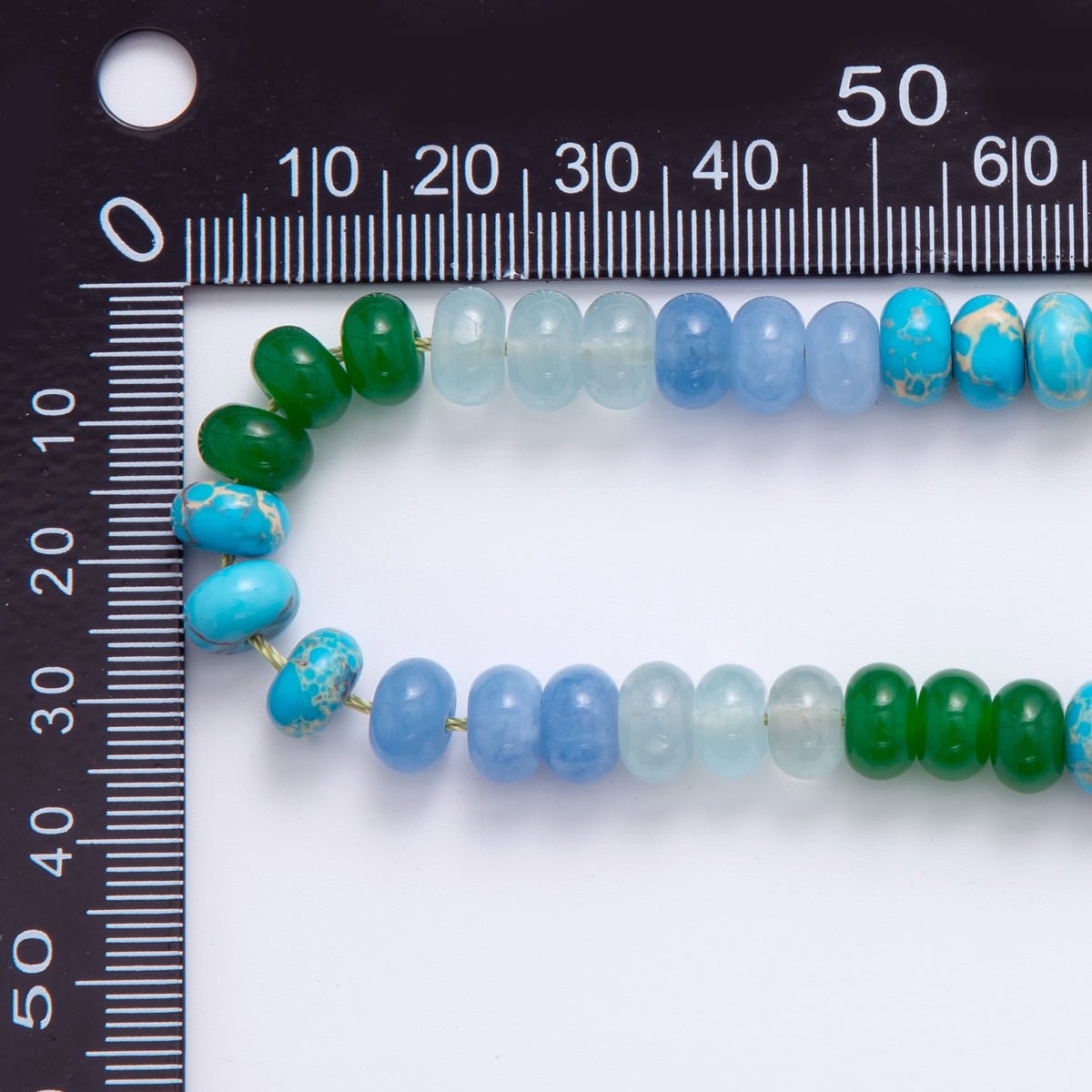 8mm Gradient Blue-Green Rondelle Natural Gemstone Bead Strand Finding | WA-961