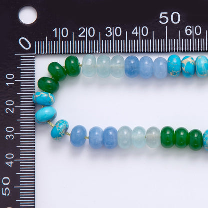 8mm Gradient Blue-Green Rondelle Natural Gemstone Bead Strand Finding | WA-961