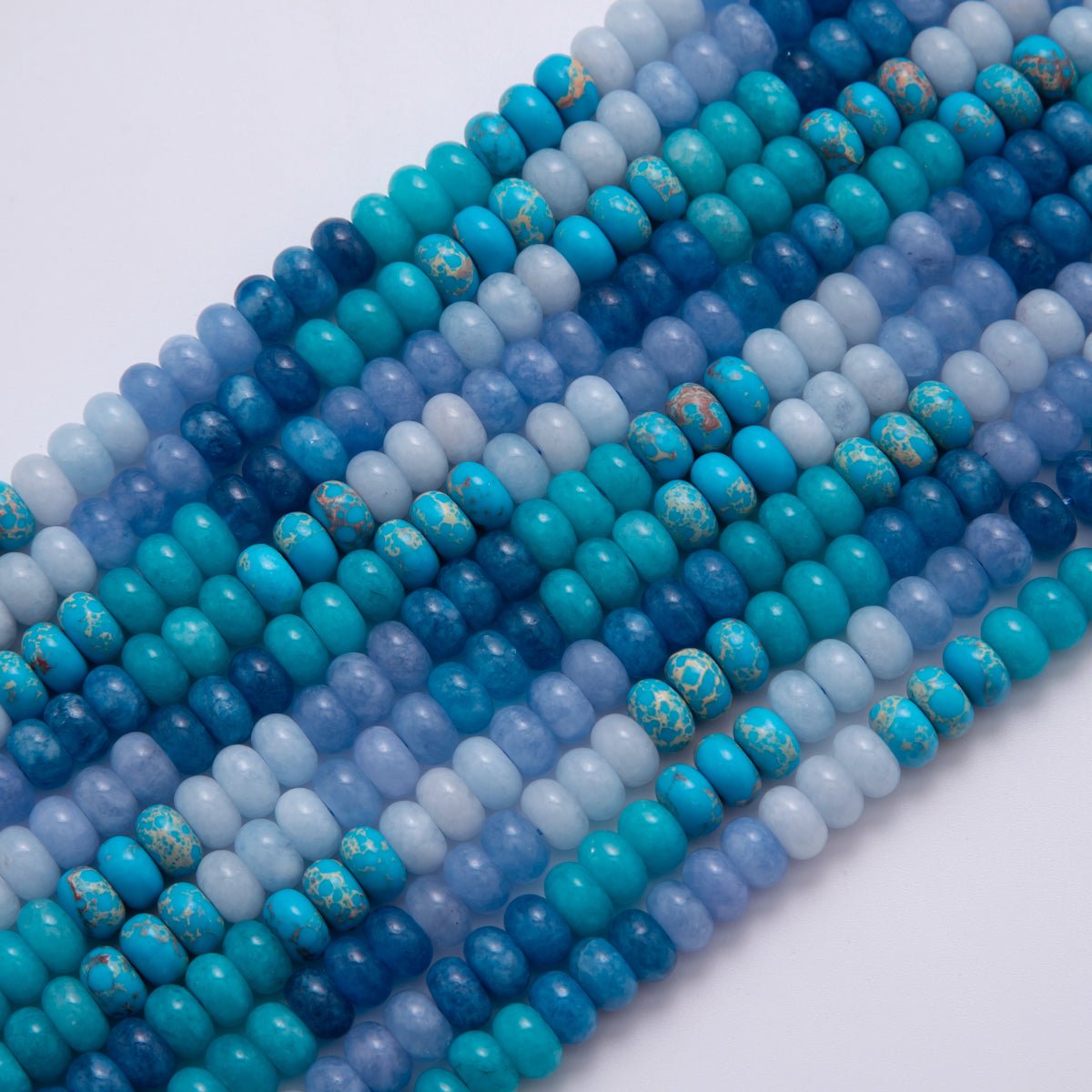 8mm Gradient Blue Rondelle Natural Gemstone Bead Strand Finding | WA-983