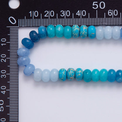 8mm Gradient Blue Rondelle Natural Gemstone Bead Strand Finding | WA-983