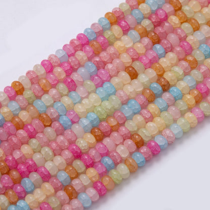 8mm Gradient Light Multicolor Quartz Rondelle Natural Gemstone Bead Strand Finding | WA-910