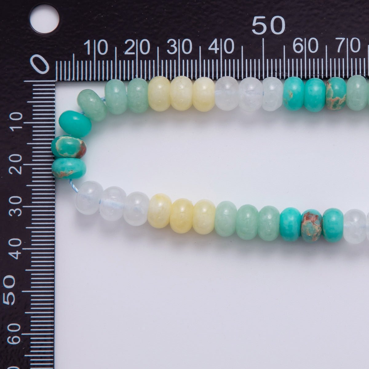 8mm Gradient Yellow-Clear-Green-Turquoise Rondelle Natural Gemstone Bead Strand Finding | WA-1065