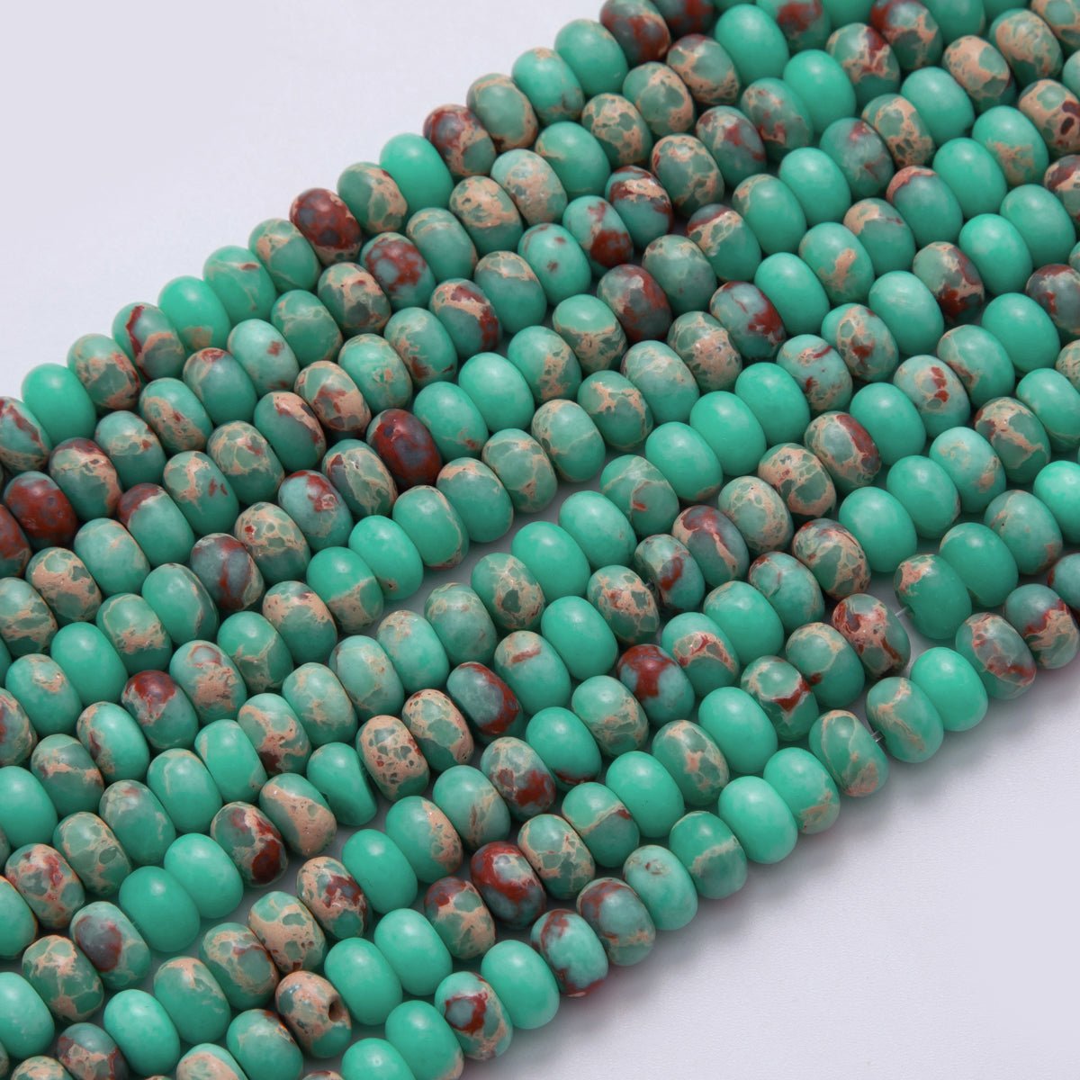 8mm Green Teal Turquoise Rondelle Natural Gemstone Bead Strand Finding | WA-401