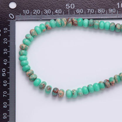 8mm Green Teal Turquoise Rondelle Natural Gemstone Bead Strand Finding | WA-401