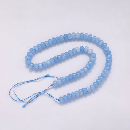 8mm Light Blue Agate Rondelle Natural Gemstone Bead Strand Finding | WA-020