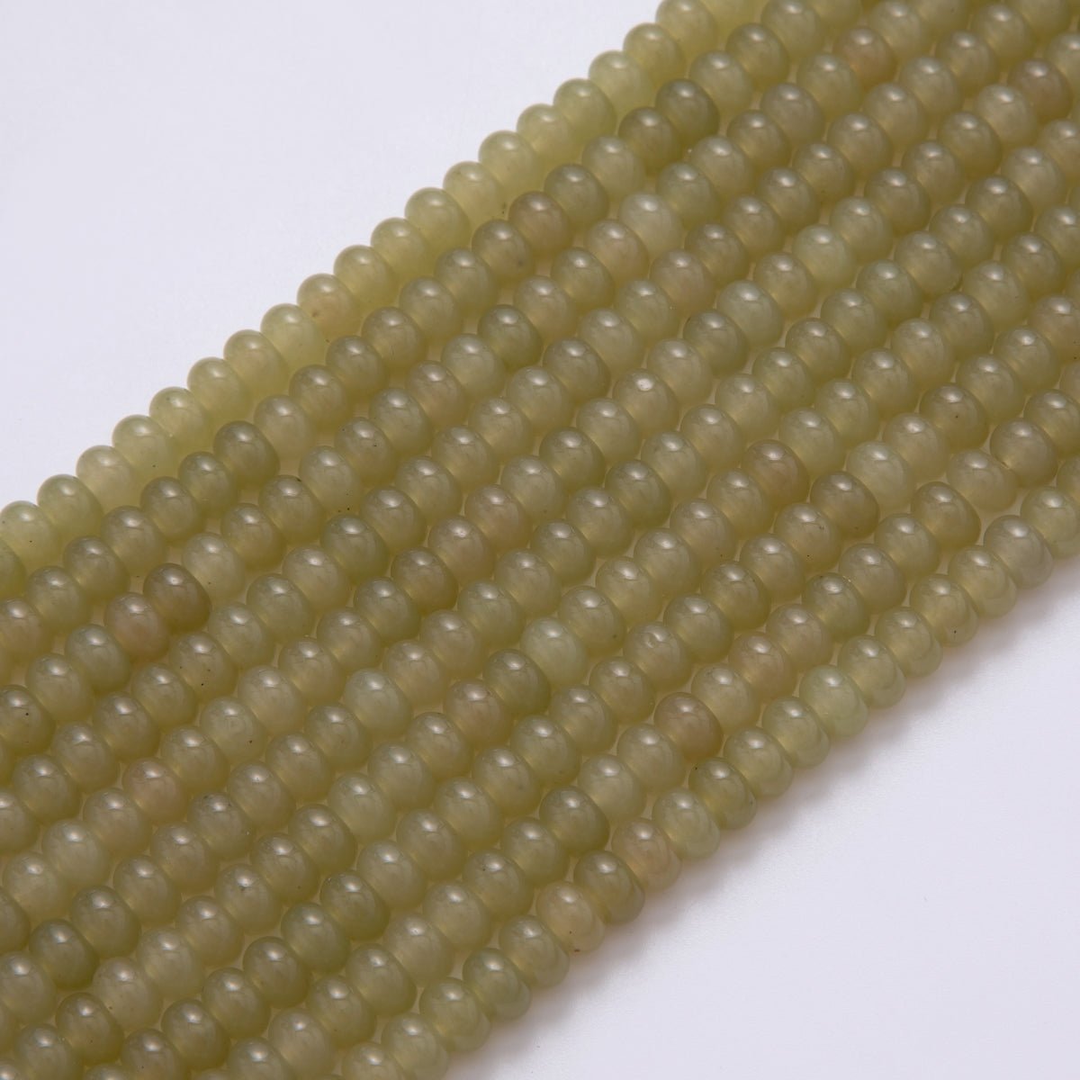 8mm Light Green Peridot Rondelle Natural Gemstone Bead Strand Finding | WA-027