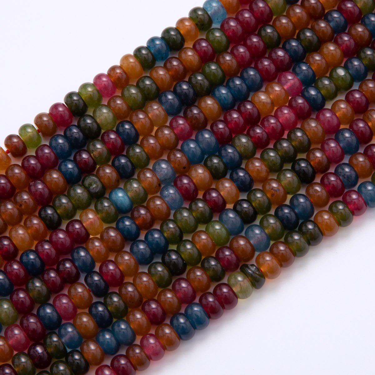 8mm Multicolor Dark Rondelle Natural Gemstone Round Bead Strand Finding | WA-039