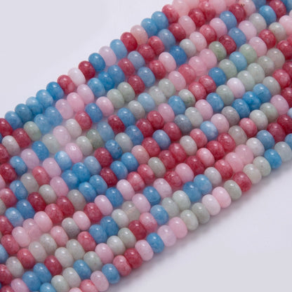 8mm Multicolor Pink-Blue-White Quartz Rondelle Natural Gemstone Bead Strand Finding | WA-399