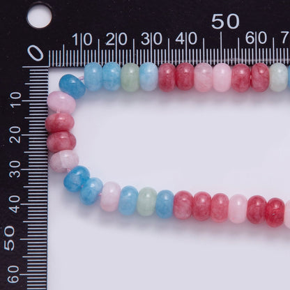 8mm Multicolor Pink-Blue-White Quartz Rondelle Natural Gemstone Bead Strand Finding | WA-399