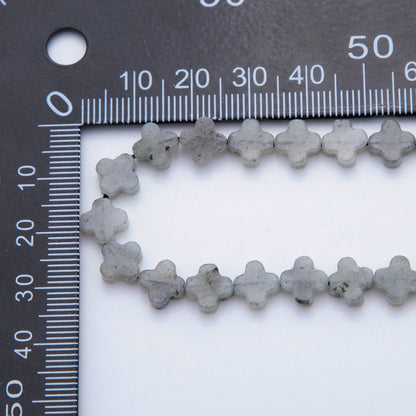 8mm Natural Gemstone Quatrefoil Bead Strand Finding | WA-3187 ~ WA-3204