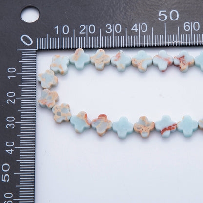 8mm Natural Gemstone Quatrefoil Bead Strand Finding | WA-3187 ~ WA-3204
