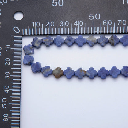 8mm Natural Gemstone Quatrefoil Bead Strand Finding | WA-3187 ~ WA-3204