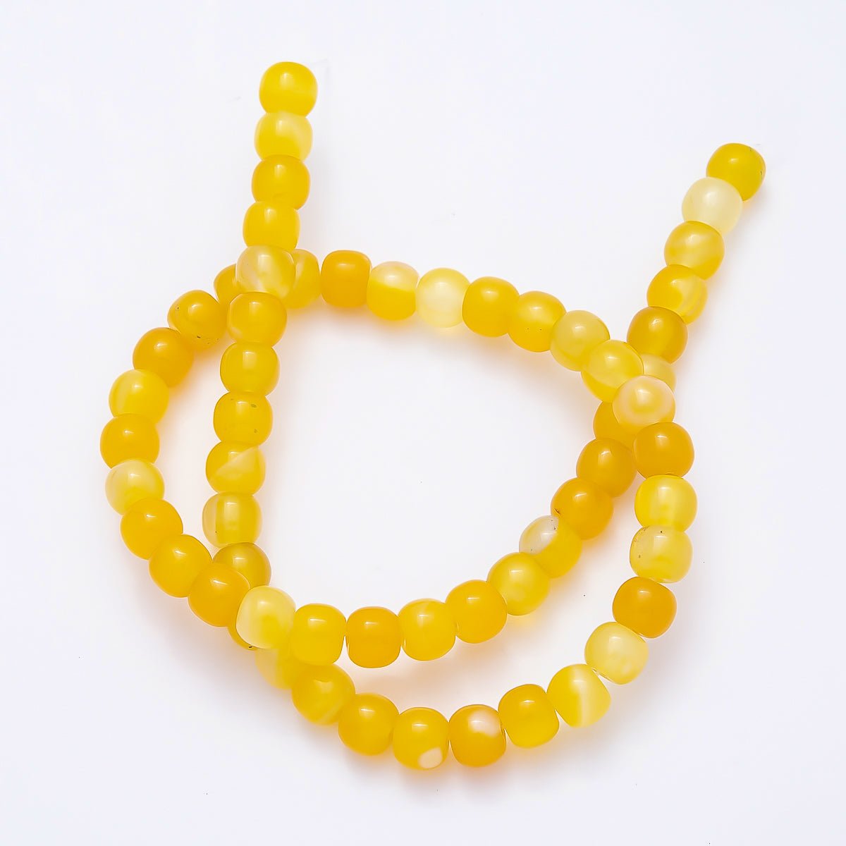 6.5mm x 8mm Natural Gemstone Rounded Cube Bead Strand Finding | WA-00017