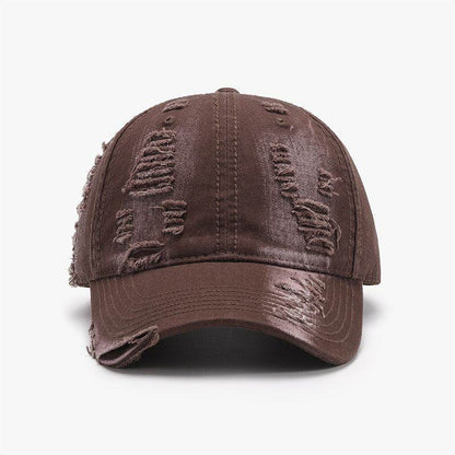 Distressed Adjustable Cotton Baseball Cap for Everyday Wear
