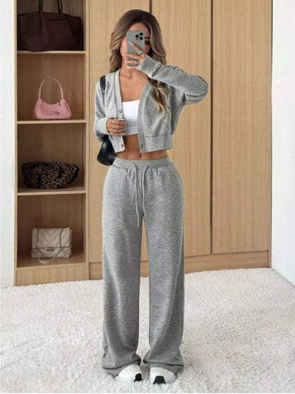 Button Up Long Sleeve Top and Pants Set