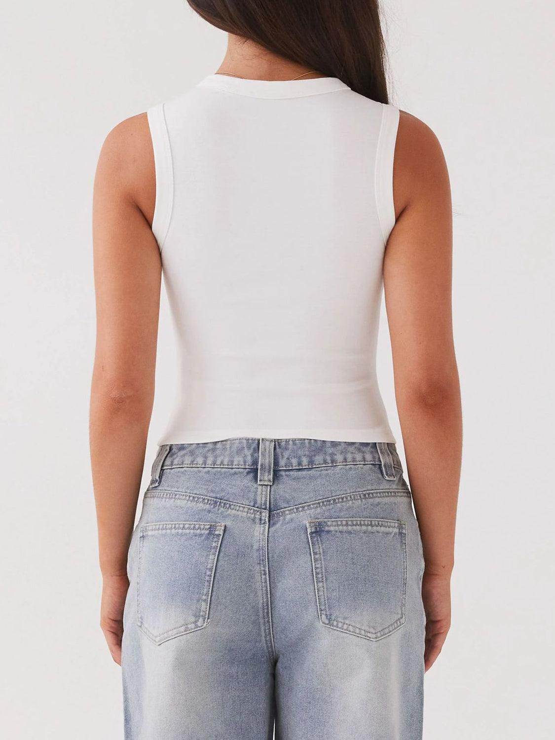 Lovelet Button Up Round Neck Tank for Stylish Comfort
