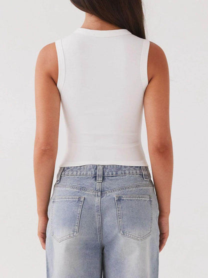Lovelet Button Up Round Neck Tank for Stylish Comfort