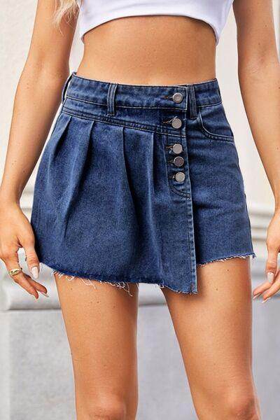 Stylish Raw Hem Denim Skort for Effortless Summer Fashion