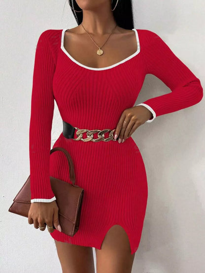 Ribbed Knit Bodycon Sweater Dress