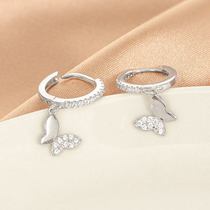S925 Silver Korean-Style Sweet Butterfly Earrings
