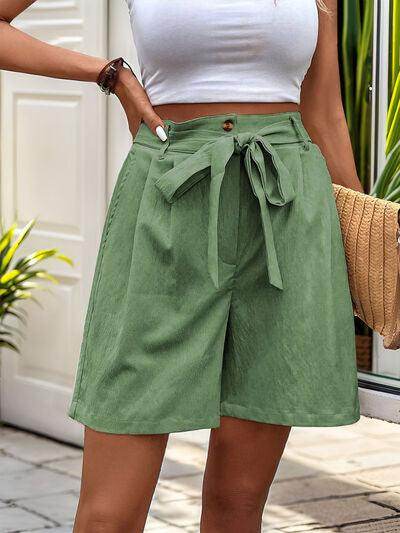 Perfee Tied High Waist Shorts with Pockets for Women