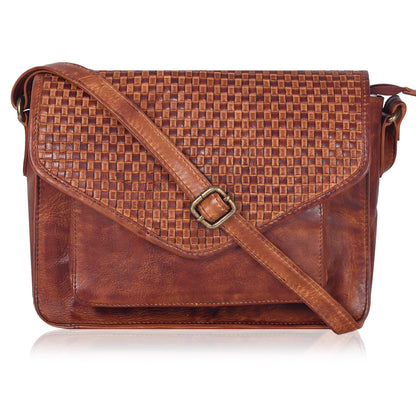 Leather Flapover Crossbody Handbag Purse for Women with Adjustable Strap &amp; Overflap Snap Closure Tote/Bag