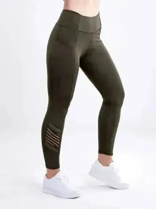 High-Waisted Pilates Leggings with Side Pockets &amp; Mesh Panels
