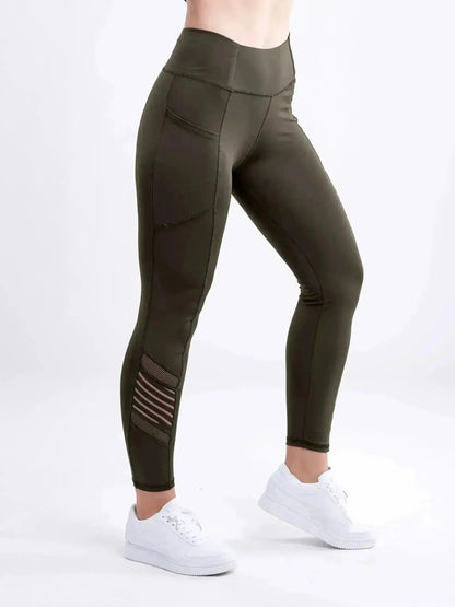 High-Waisted Pilates Leggings with Side Pockets &amp; Mesh Panels