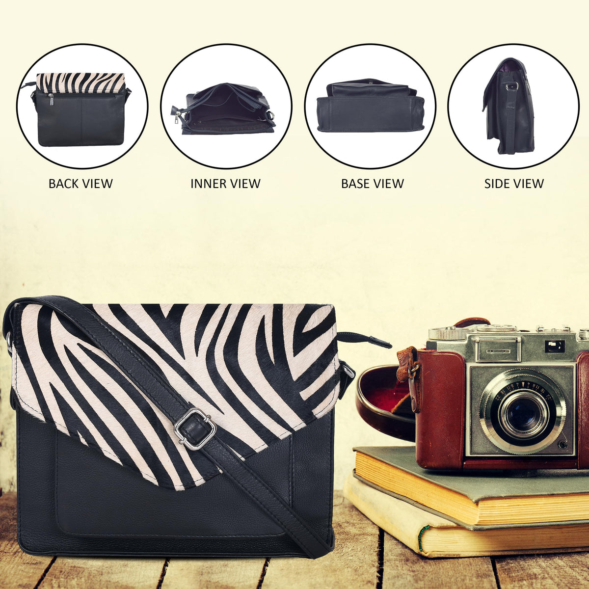 Leather Flapover Crossbody Handbag Purse for Women with Adjustable Strap &amp; Overflap Snap Closure Tote/Bag