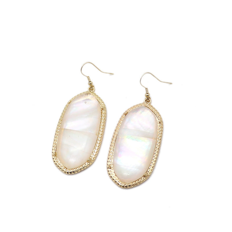 Abalone Shell and Opal Glass Inlay Earrings