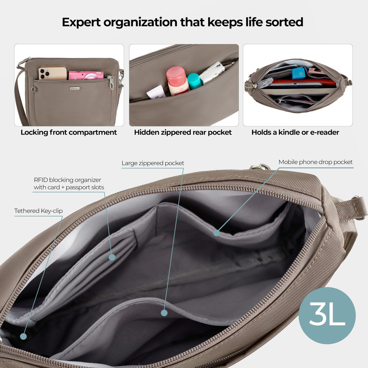 Travelon Anti-Theft Classic Small East/West Crossbody