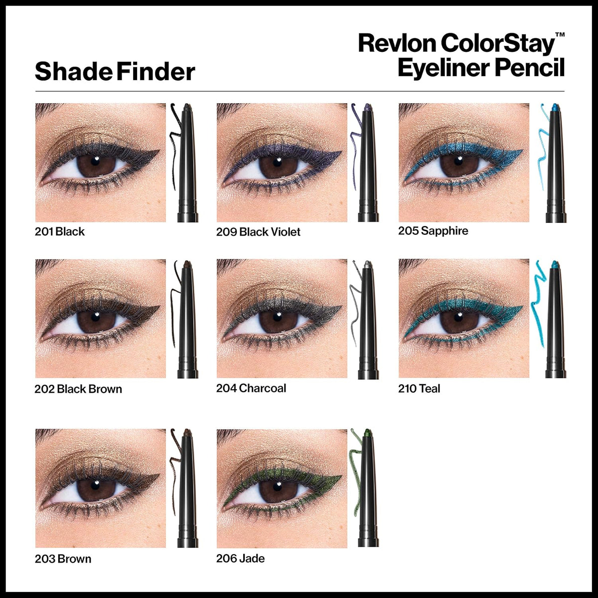 Revlon ColorStay Pencil Waterproof Eyeliner, Smudge-Proof, Eye Makeup with Built-In Sharpener, Long-Lasting, Matte Finish, 201 Black, 2 pack
