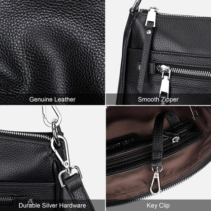 Over Earth Soft Genuine Leather Crossbody Bags for Women Medium Shoulder Purses Hobo Handbags with Multi Pockets
