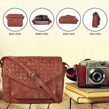 Leather Flapover Crossbody Handbag Purse for Women with Adjustable Strap &amp; Overflap Snap Closure Tote/Bag