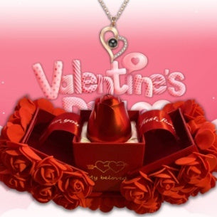 Valentines Day Gift Soap Rose Gift Box Crystal Pendant Necklace Eternal Flower Jewelry Box Set Wedding Birthday Gift For Girlfriend