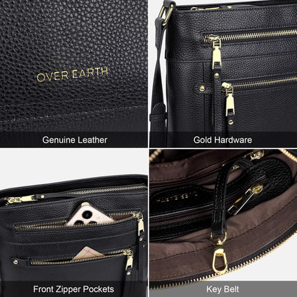 Over Earth Crossbody Bags for Women Leather Purses for Ladies with Multiple Pockets