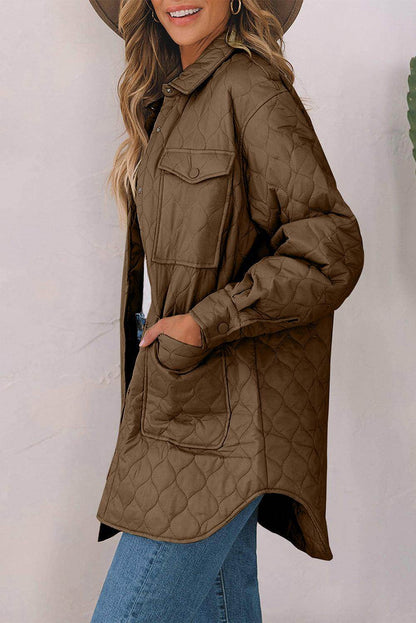 Snap Down Collared Winter Coat for Stylish Warmth