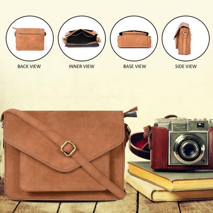 Leather Flapover Crossbody Handbag Purse for Women with Adjustable Strap &amp; Overflap Snap Closure Tote/Bag