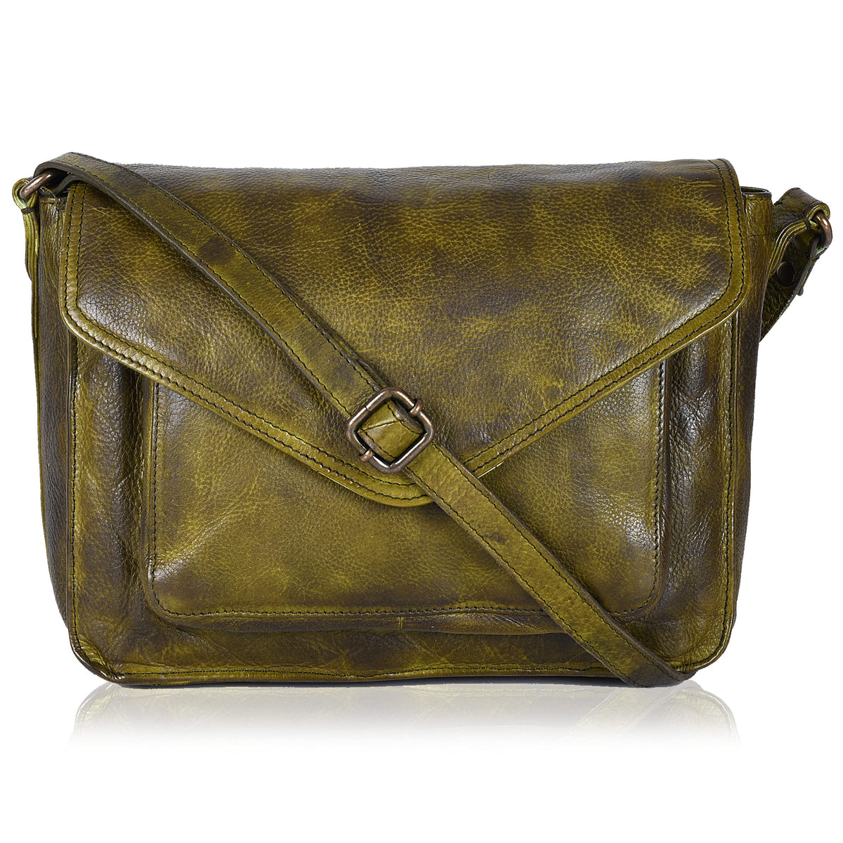 Leather Flapover Crossbody Handbag Purse for Women with Adjustable Strap &amp; Overflap Snap Closure Tote/Bag