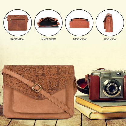 Leather Flapover Crossbody Handbag Purse for Women with Adjustable Strap &amp; Overflap Snap Closure Tote/Bag