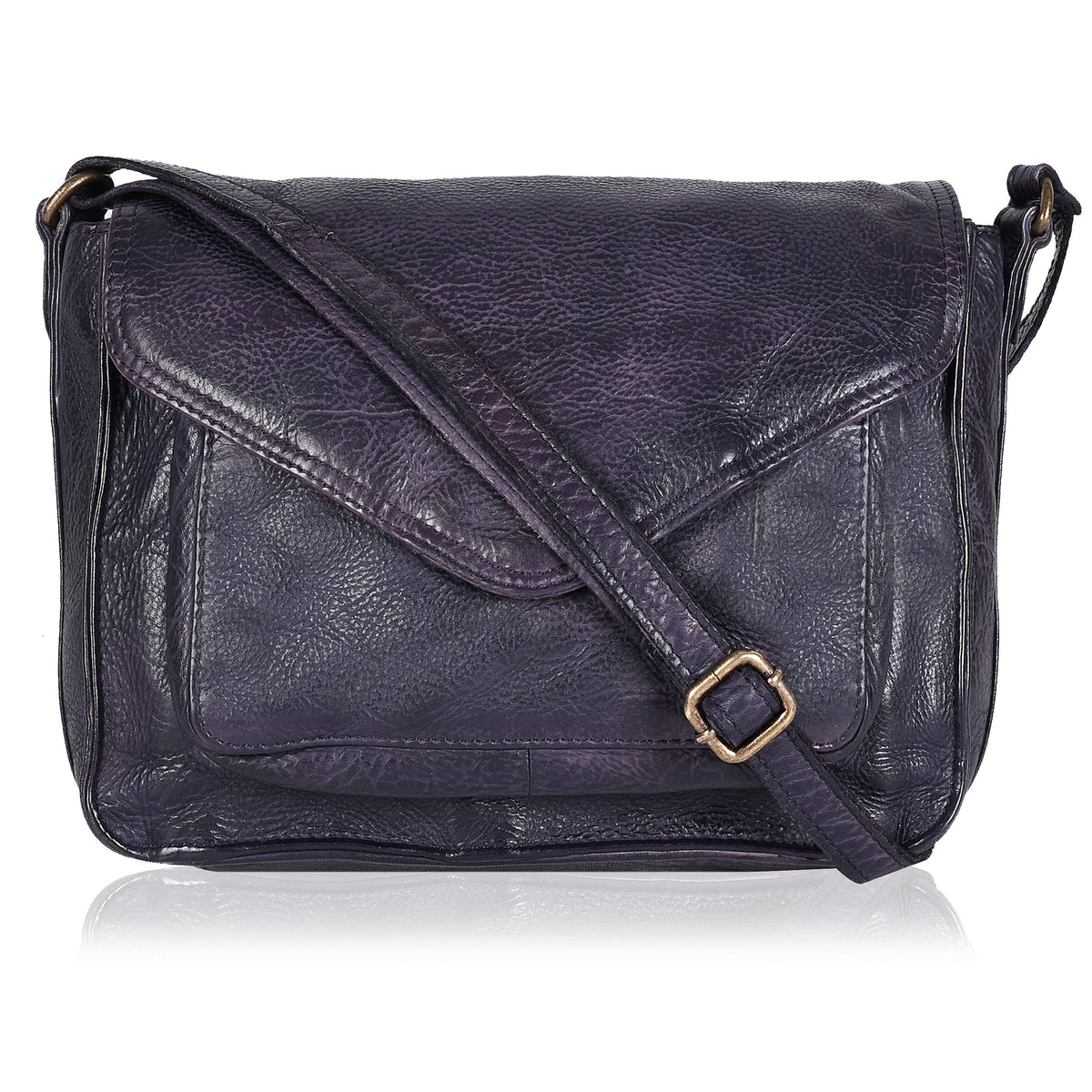 Leather Flapover Crossbody Handbag Purse for Women with Adjustable Strap &amp; Overflap Snap Closure Tote/Bag