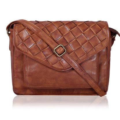 Leather Flapover Crossbody Handbag Purse for Women with Adjustable Strap &amp; Overflap Snap Closure Tote/Bag