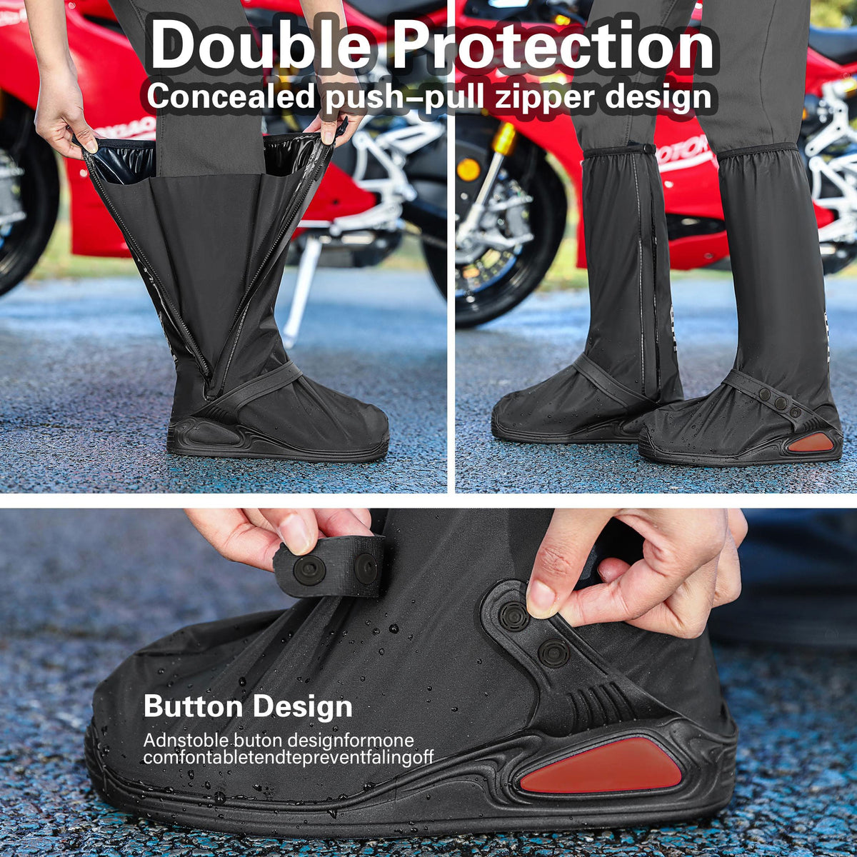 Waterproof Reflective Shoe Covers – Non-Slip Foldable Rain Overshoes
